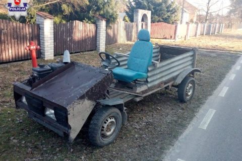 Mieszkaniec Cycowa jechał ledwo przytomny od alkoholu… pojazdem własnej konstrukcji
