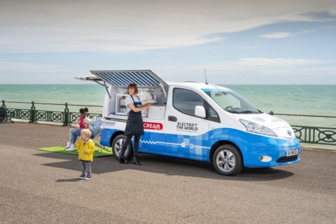 Elektryczny Nissan e-NV200 przystosowany do robienia lodów