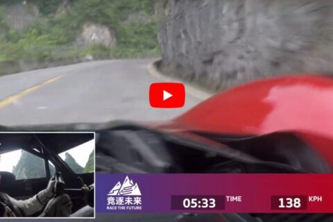 Niesamowity onboard z rekordowego podjazdu Volkswagenem I.D. R na górę Tianmen