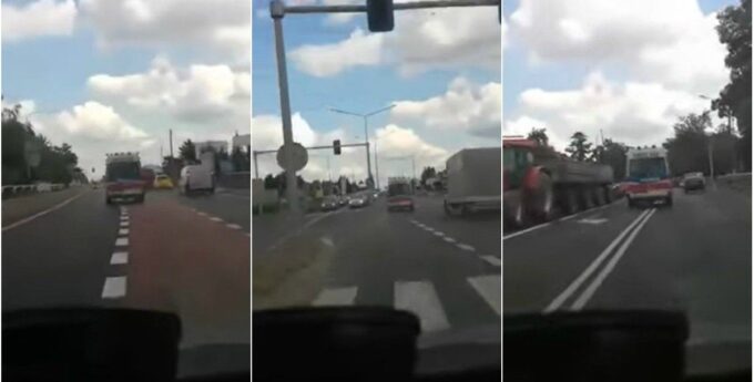 Jechał na „ogonie” karetki i swoją głupotę udostępnił w sieci. Policja już go szuka