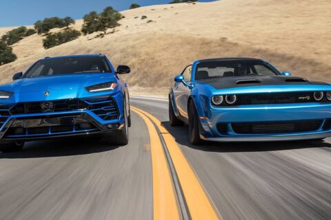 Pojedynek wagi ciężkiej. Lamborghini Urus i Dodge Challenger SRT Hellcat spotykają się na torze
