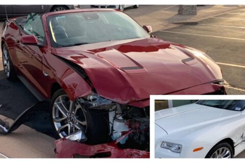 Wypożyczony Ford Mustang GT wypadek