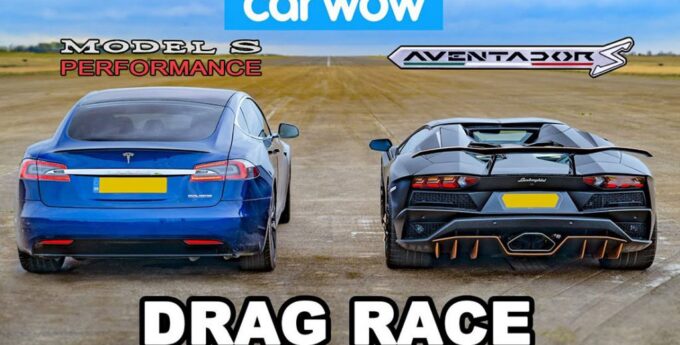 Starcie Tesli Model S Performance z Lamborghini Aventadorem S Roadster zmieni twój światopogląd