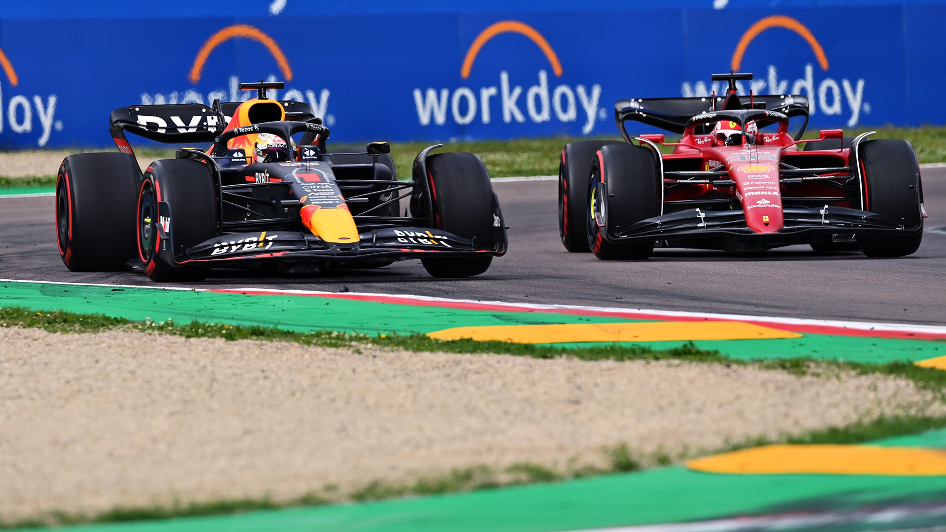 Max Verstappen, Charles Leclerc, Imola
