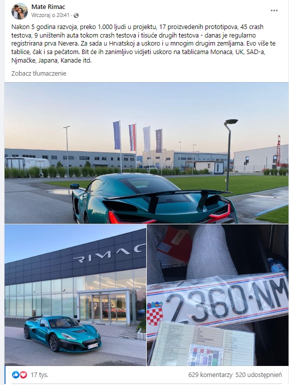 Rimac Nevera oficjalnie zarejestrowany