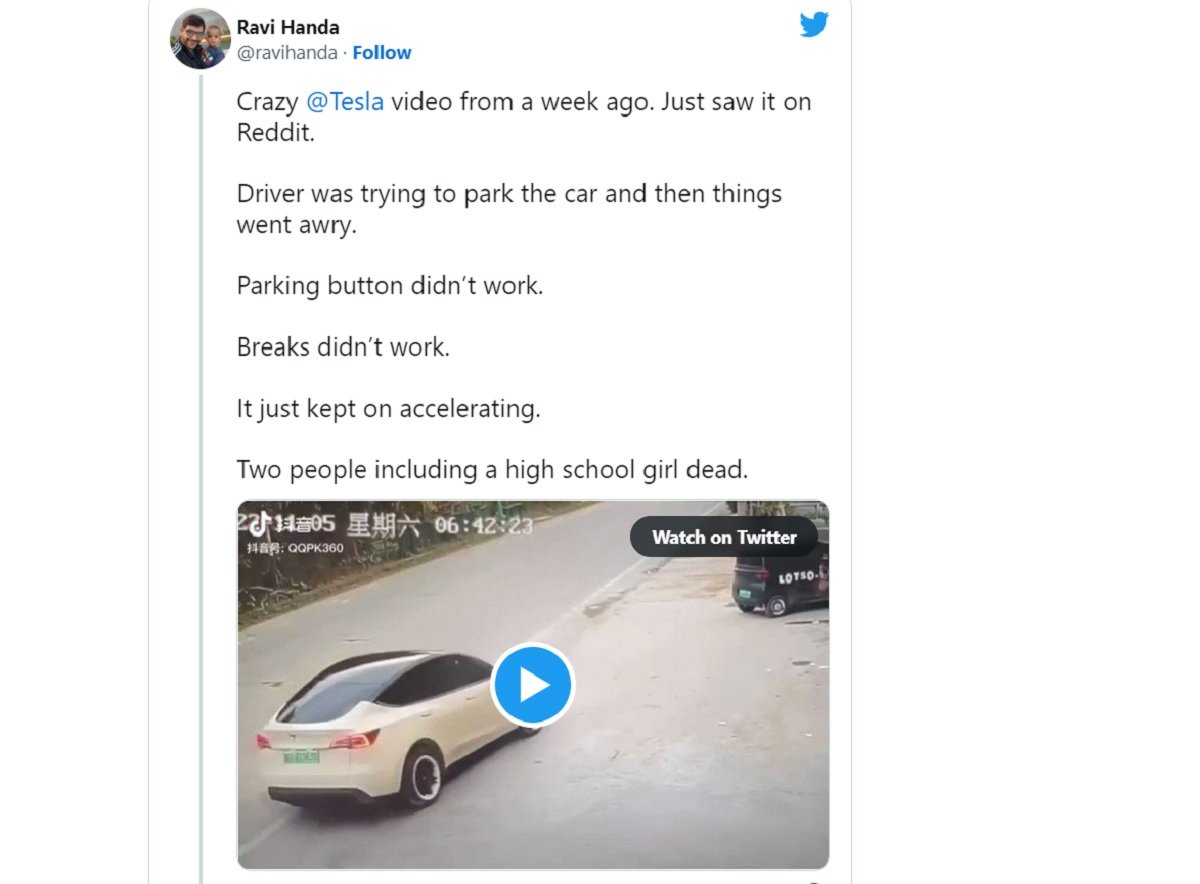 Tesla Model Y video tweet