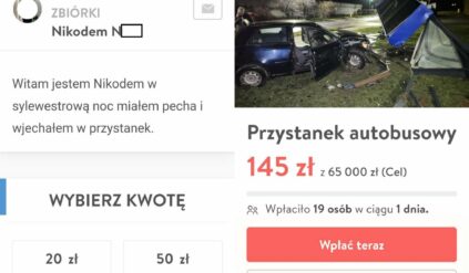 16-letni młokos po pijaku wjechał autem w najdroższy przystanek w Polsce. Teraz założył zrzutkę, bo „miał pecha”