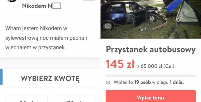 16-letni młokos po pijaku wjechał autem w najdroższy przystanek w Polsce. Teraz założył zrzutkę, bo „miał pecha”