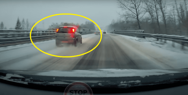 wyprzedzanie śnieg nagranie wypadek