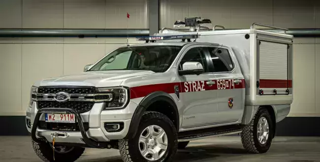Pierwszy taki Ford Ranger nowej generacji w Polsce. Samochód został przystosowany do działań ratowniczo-pożarnych