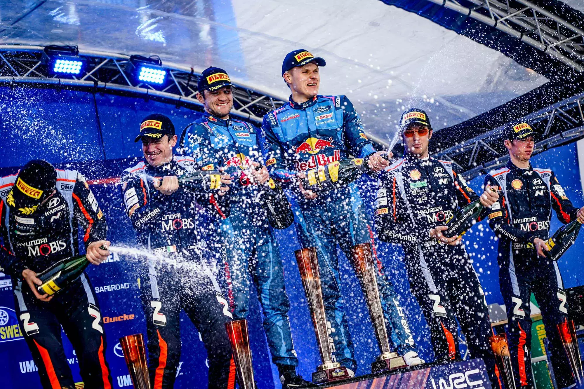 WRC / Podium Rajdu Szwecji 2023 / Ott Tanak / Craig Breen / Thierry Neuville