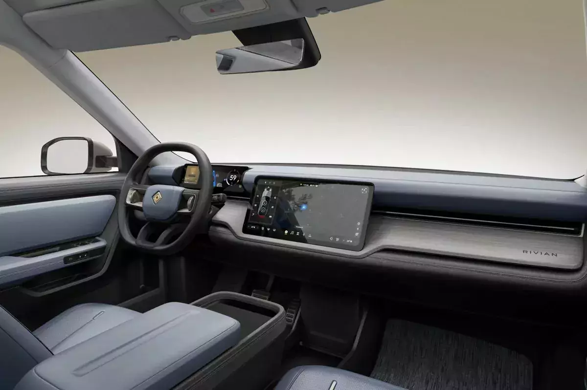 Rivian R2 EV widok wnętrza SUV-a