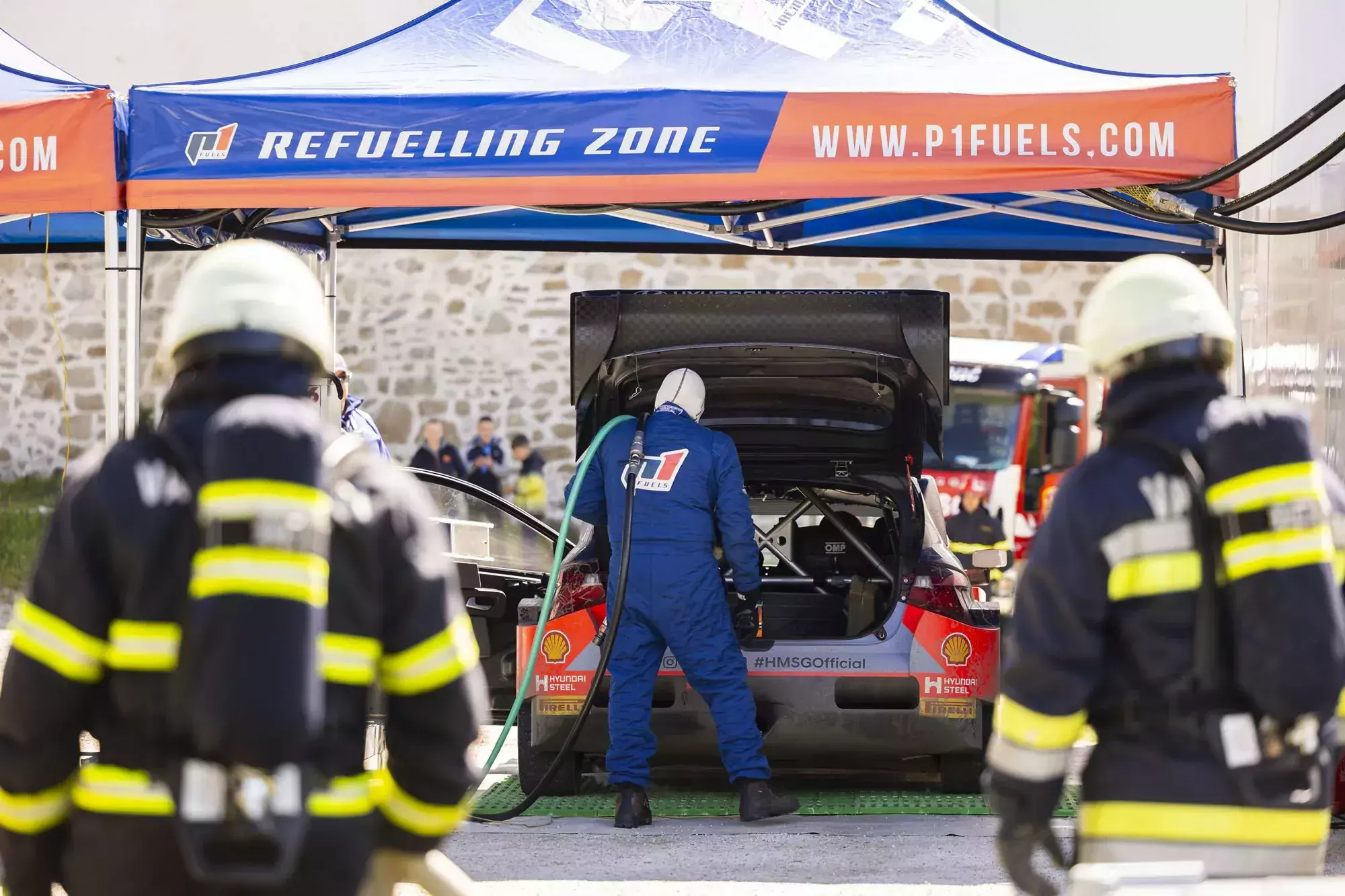Hybrydowy Hyundai i20 N Rally1 / tankowanie zrównoważonym paliwem / Rajd Chorwacji 2024 / WRC