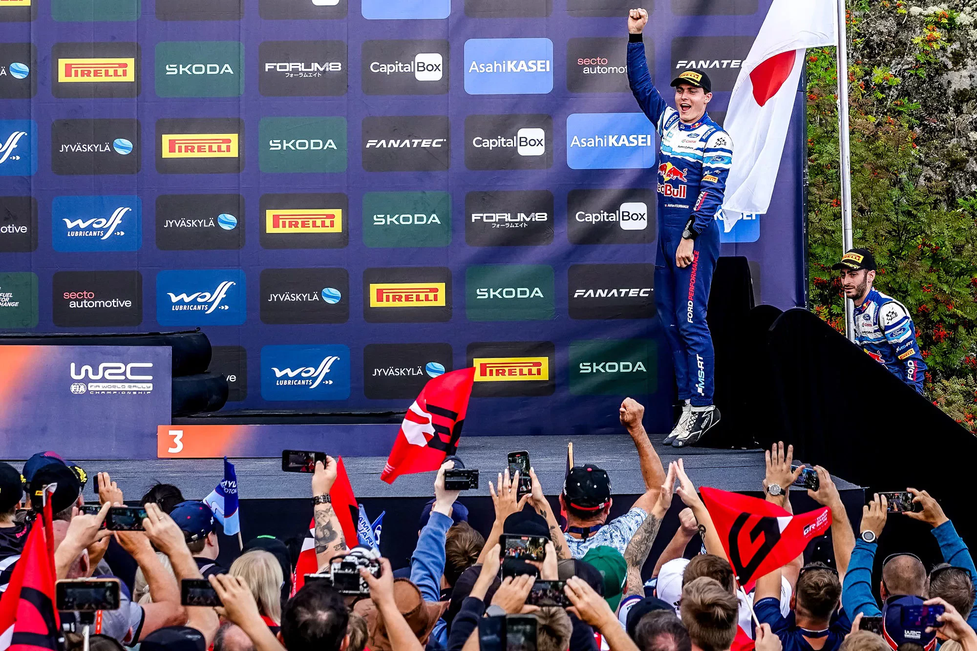 Adrien Fourmaux / Rajd Finlandii 2024 / WRC / podium