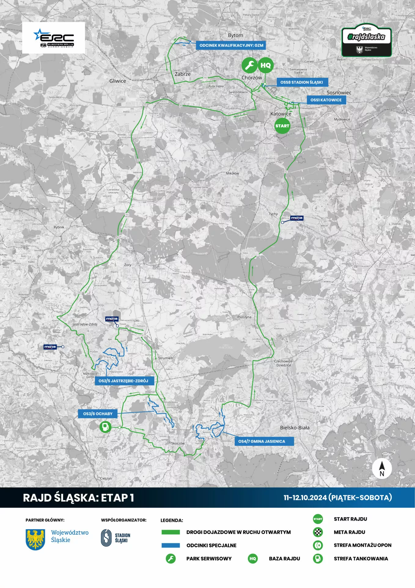 Rajd Śląska ERC RSMP mapy mapa trasy