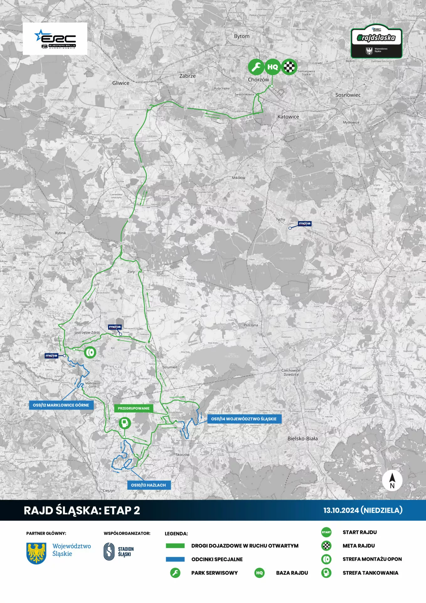 Rajd Śląska ERC RSMP mapy mapa trasy