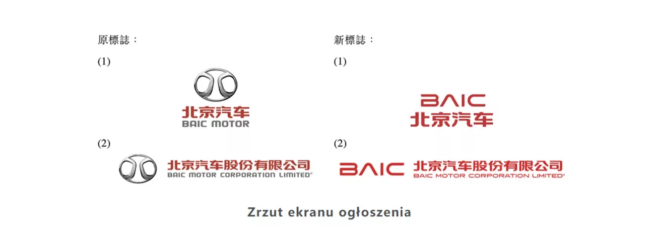 Zrzut ekranu ogłoszenia BAIC Motor