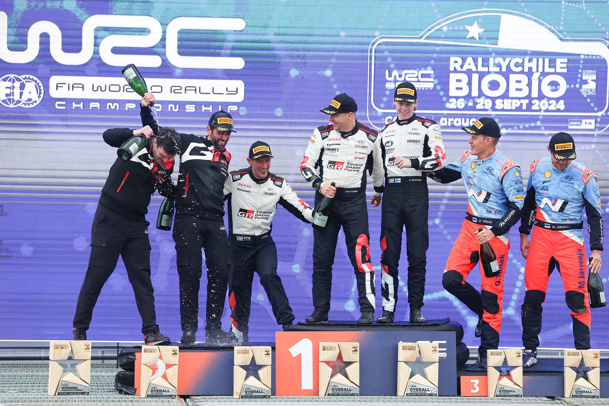 Rajd Chile 2024 / WRC / podium / Rovanpera / Evans / Tanak