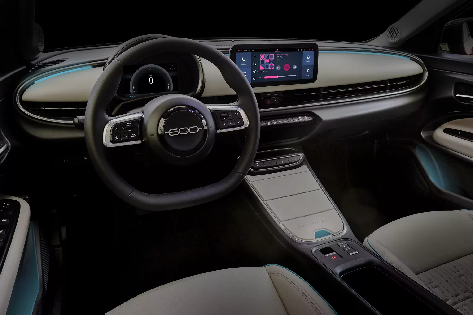 Nowy Fiat 600e La Prima wnętrze
