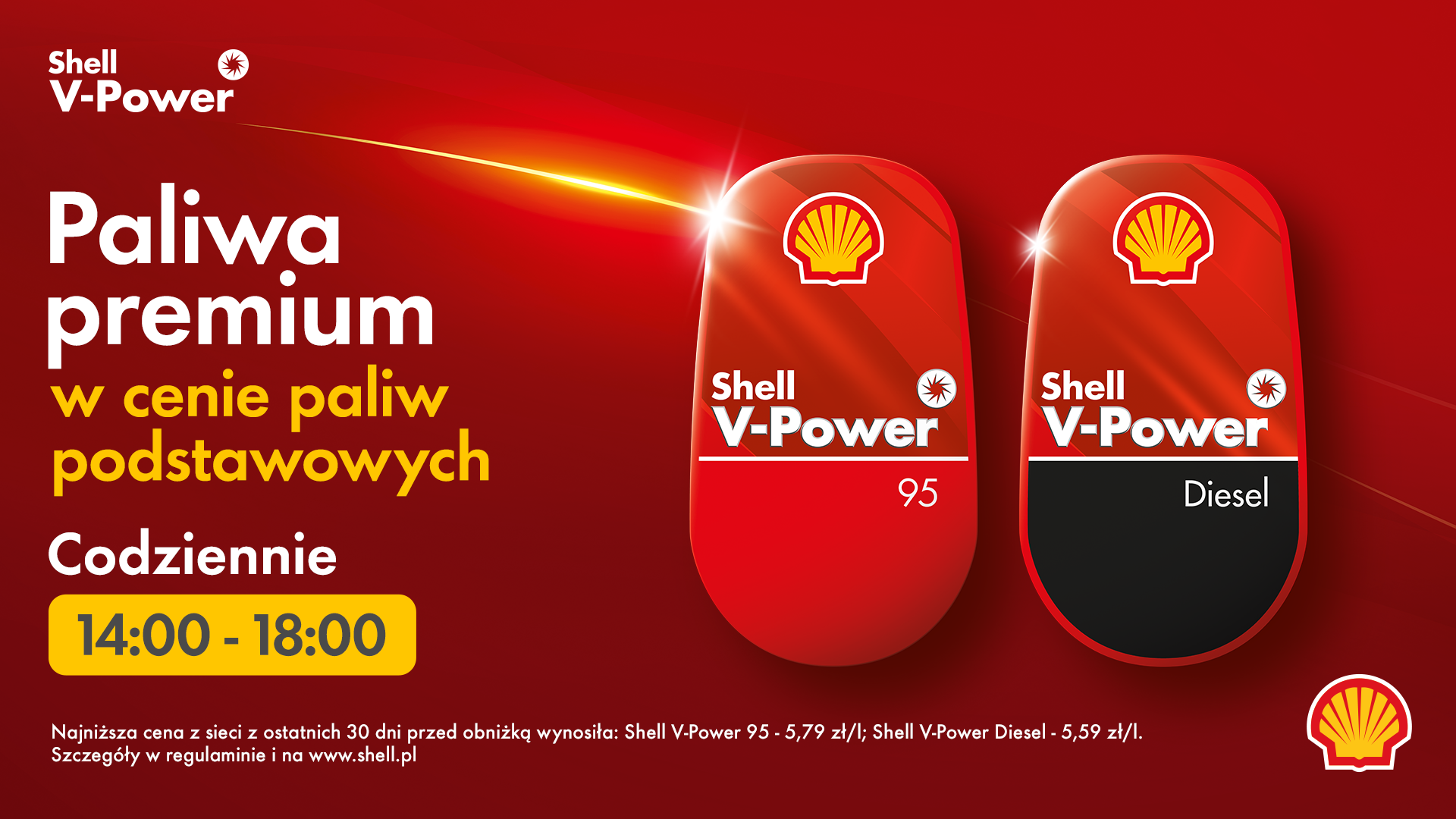 Shell V-Power / paliwa premium w cenie paliw podstawowych w godzinach 14-18 / powrót słynnej promocji