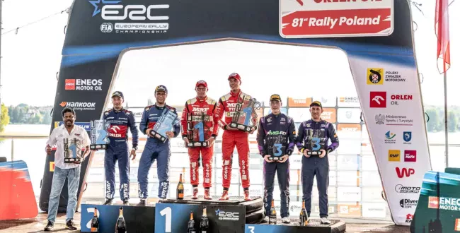 ORLEN OIL. 81 Rajd Polski 2025 podium / Martins Sesks / Miko Marczyk / Jon Armstrong