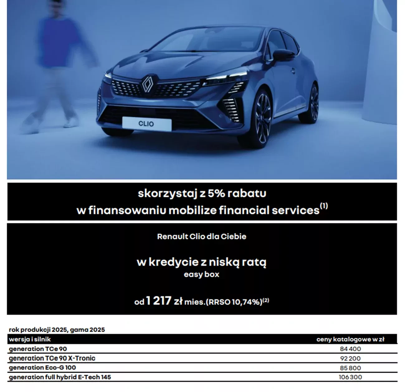 Renault Clio od ręki MY2025 cennik 31 07 2025