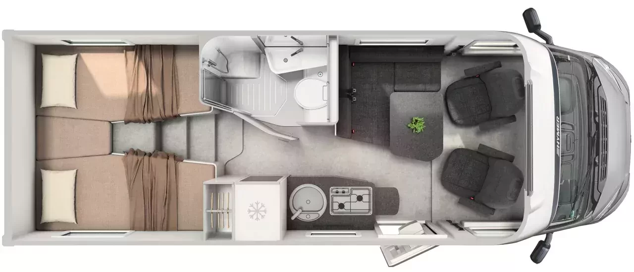 Zabudowa typu camper van dla Fiata Ducato firmy Hymer.