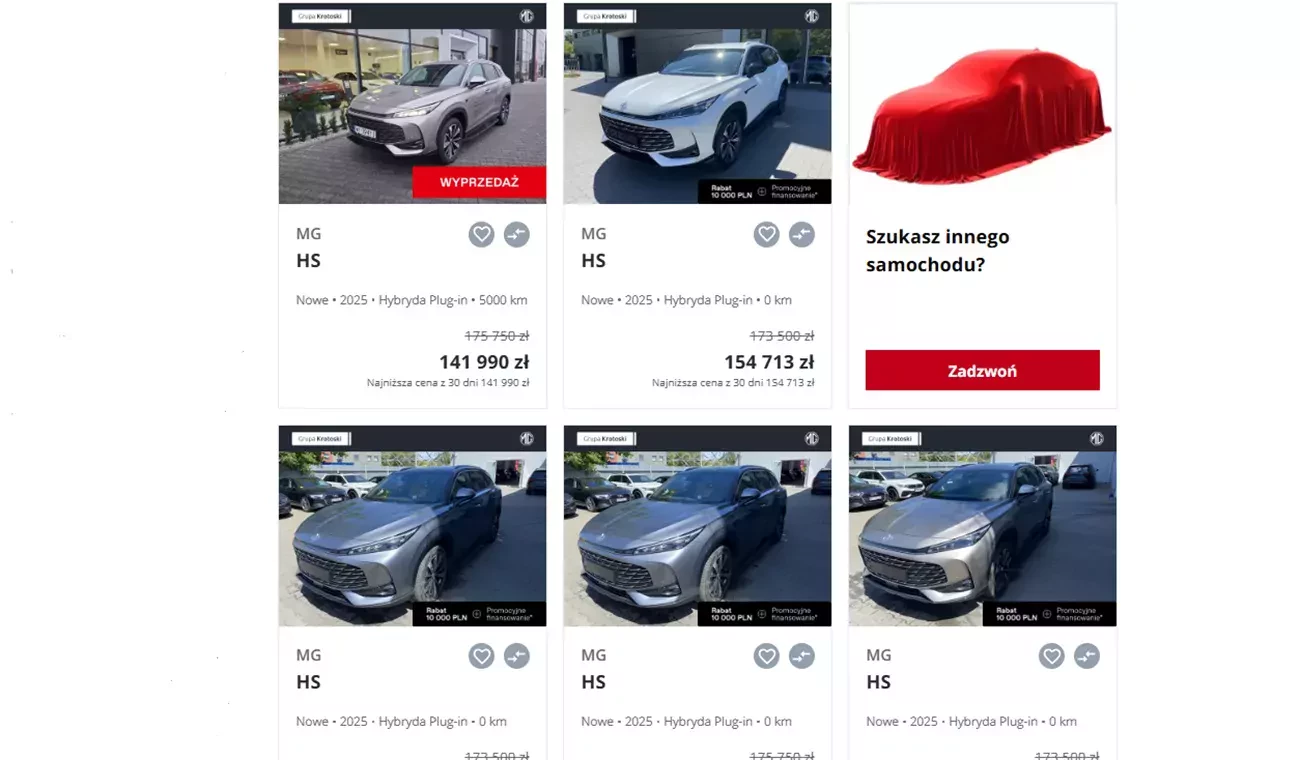 oferta wyprzedaż MG HS PHEV 2025