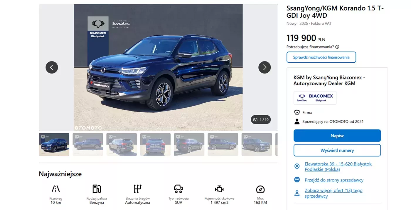 Oferta wyprzedaż KGM Korando