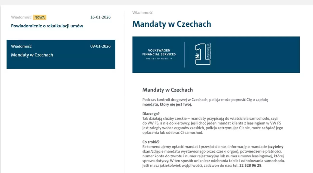 Volkswagen Financial Services mandat Czechy