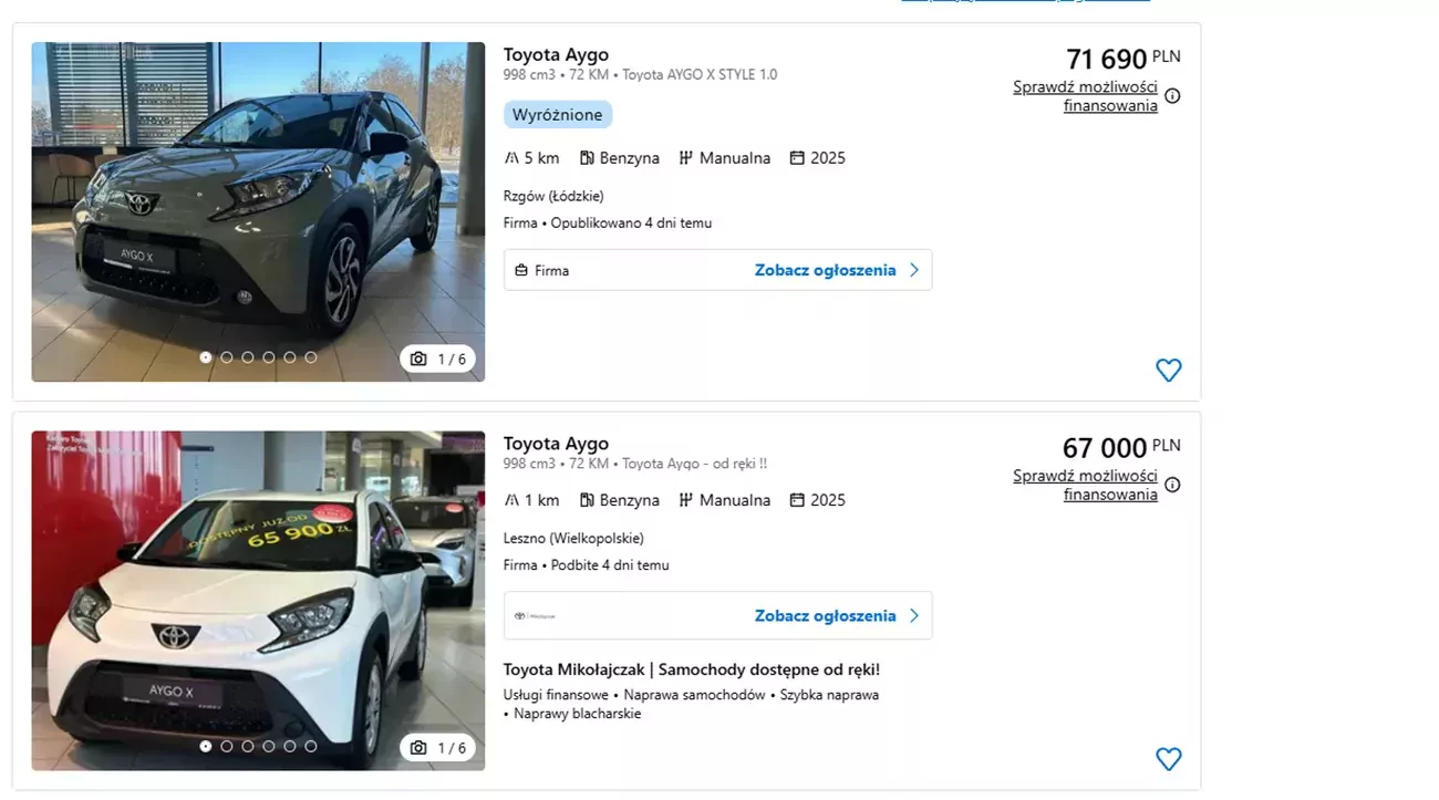 Oferta Aygo X od ręki 02 2026