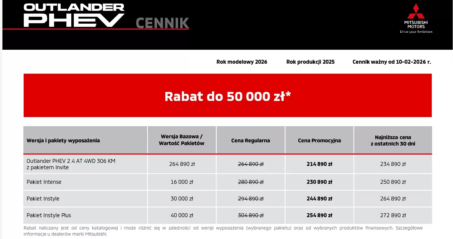 Oferta SUV Mitsubishi Outlander 2026