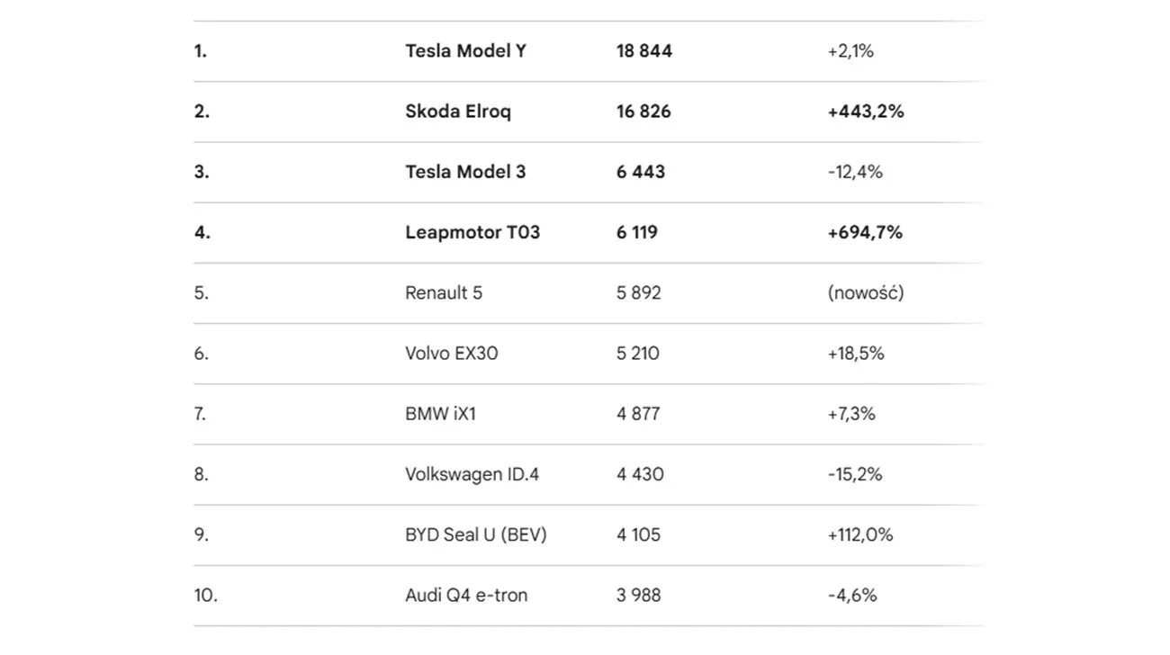 Ranking EV 02 2026 wg Dataforce