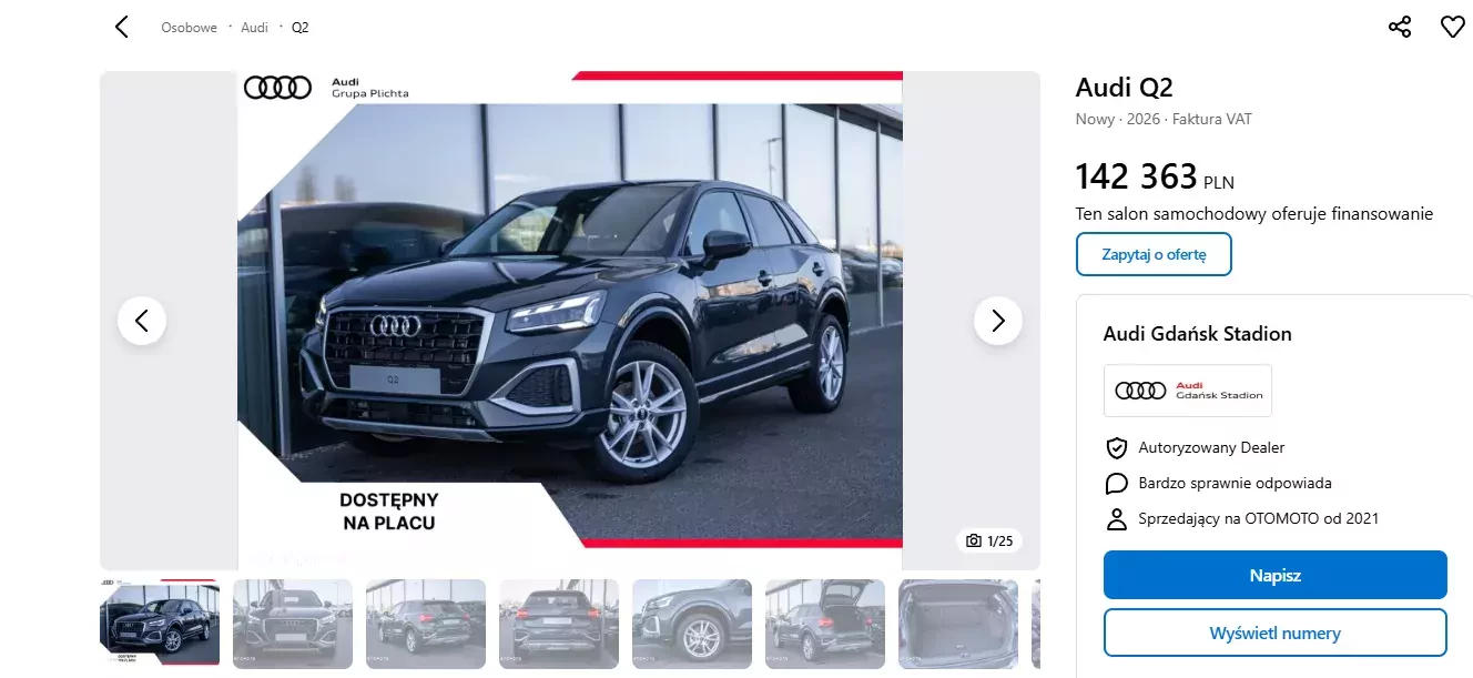 Oferta nowy SUV Audi Q2 rabat 04 2026