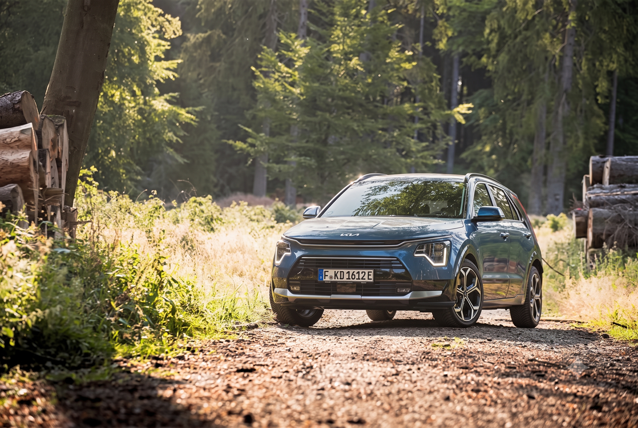 Kia Niro 2026 crossover na lesnej drodze